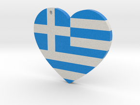 Greek Flag Heart with hole in Full Color Sandstone