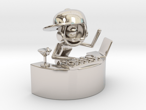 Lala as DJ , "Somebody dance with me" - DeskToys in Rhodium Plated Brass