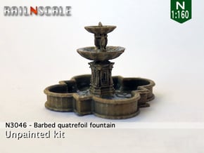 Barbed quatrefoil fountain (N 1:160) in Gray Fine Detail Plastic