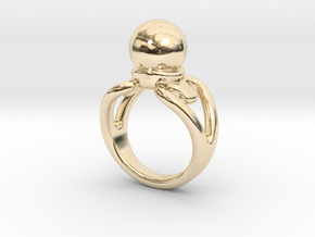 Black Pearl Ring 14- Italian Size 14 in 14K Yellow Gold