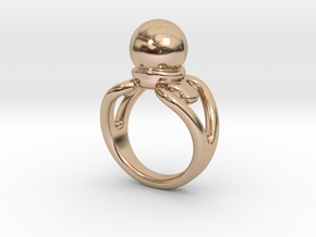 Black Pearl Ring 14- Italian Size 14 in 14k Rose Gold Plated Brass
