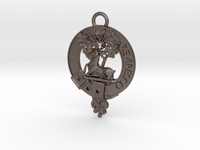Maxwell Clan Crest key fob in Polished Bronzed Silver Steel