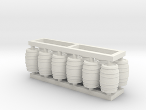 Barrel 60 Gal - HO 87:1 Scale Qty (12) in White Natural Versatile Plastic