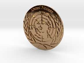 United Nations Logo Precious Metal Coin in Polished Brass