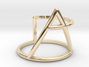 Xplore glyph ring size:small/medium in 14k Gold Plated Brass