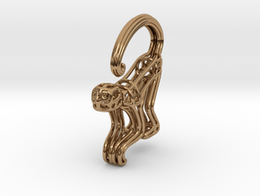 Spider Monkey Wireframe Keychain in Polished Brass