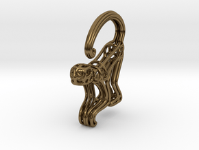 Spider Monkey Wireframe Keychain in Polished Bronze