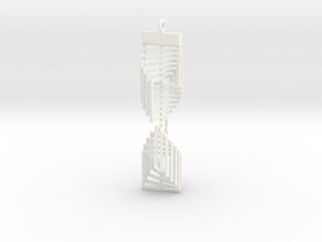 Square Twist Ornament Pendant in White Processed Versatile Plastic