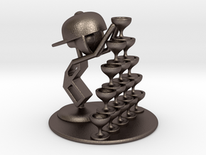 LaLa "Playing with wine glass" - DeskToys in Polished Bronzed Silver Steel