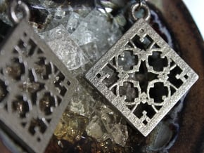 Lacy Earrings in Polished Bronzed Silver Steel