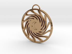Stylized Sun with Crescent Moon in Polished Brass