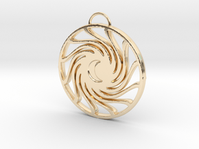 Stylized Sun with Crescent Moon in 14k Gold Plated Brass