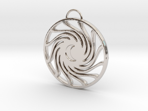 Stylized Sun with Crescent Moon in Rhodium Plated Brass