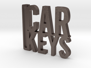 Car Keys Keychain in Polished Bronzed Silver Steel