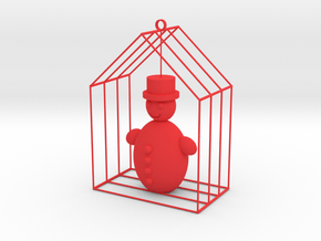 Christmas home with snowman in Red Processed Versatile Plastic