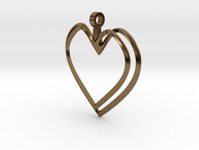 Open Heart Pendant in Polished Bronze