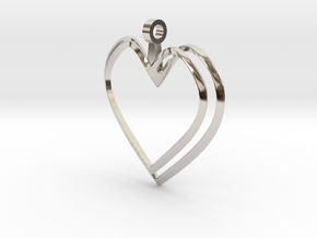 Open Heart Pendant in Rhodium Plated Brass