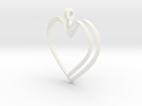 Open Heart Pendant in White Processed Versatile Plastic