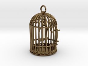 Freedom Birdcage Pendant in Polished Bronze