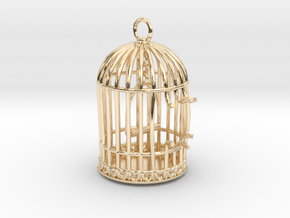 Freedom Birdcage Pendant in 14k Gold Plated Brass