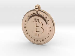 Bitcoin pendant in 14k Rose Gold Plated Brass