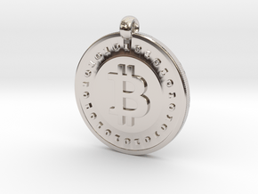 Bitcoin pendant in Rhodium Plated Brass