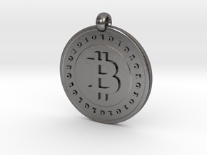 Bitcoin pendant in Polished Nickel Steel