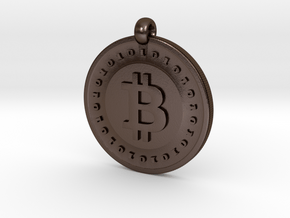 Bitcoin pendant in Polished Bronze Steel