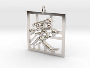  Love in Chinese in Rhodium Plated Brass