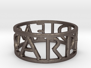 Carpe Diem Ring Size 7 in Polished Bronzed Silver Steel