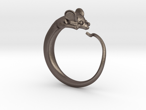 Mouse Ring in Polished Bronzed Silver Steel