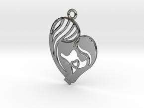 Mother Pendant in Fine Detail Polished Silver