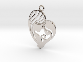 Mother Pendant in Rhodium Plated Brass