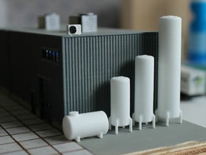 N scale 10 vertical tanks in White Natural Versatile Plastic