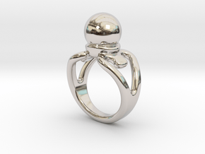 Black Pearl Ring 15 - Italian Size 15 in Platinum