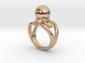 Black Pearl Ring 15 - Italian Size 15 in 14k Rose Gold Plated Brass
