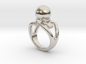 Black Pearl Ring 16 - Italian Size 16 in Platinum