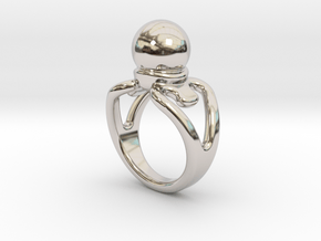 Black Pearl Ring 17 - Italian Size 17 in Platinum