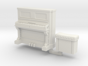 28mm/32mm Upright Piano and stool  in White Natural Versatile Plastic