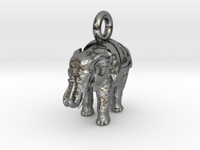 Elephant Pendant in Fine Detail Polished Silver