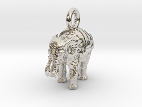 Elephant Pendant in Rhodium Plated Brass