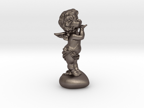 Cupid Figurine in Polished Bronzed Silver Steel