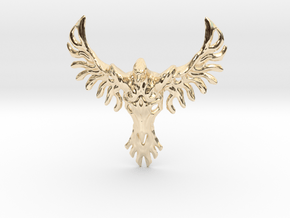 Rebirth Phoenix & Bull Skull Pendant: Small in 14K Yellow Gold