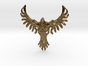 Rebirth Phoenix & Bull Skull Pendant: Small in Polished Bronze