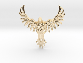 Rebirth Phoenix & Bull Skull Pendant: Small in 14k Gold Plated Brass