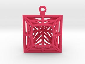 3D Printed Diamond Princess Cut Earrings  in Pink Processed Versatile Plastic