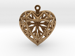 3D Printed Diamond Heart Cut Earrings  in Polished Brass