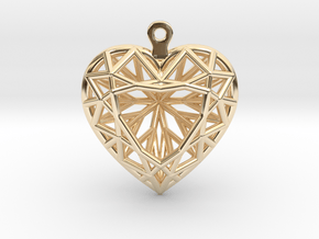 3D Printed Diamond Heart Cut Earrings  in 14k Gold Plated Brass