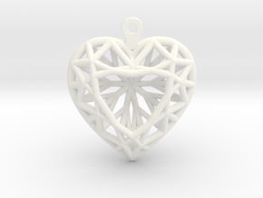 3D Printed Diamond Heart Cut Earrings  in White Processed Versatile Plastic