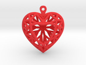 3D Printed Diamond Heart Cut Earrings  in Red Processed Versatile Plastic